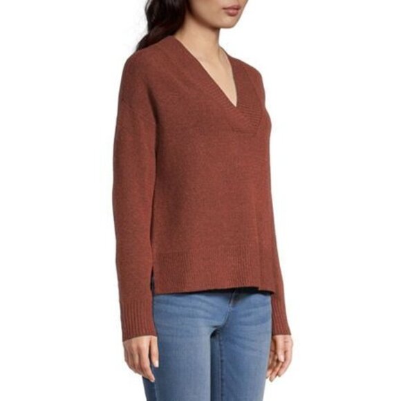 Ana A New Approach Womens V-Neck Red Rust Textured Long Sleeve Sweater Size XXL - Picture 2 of 7